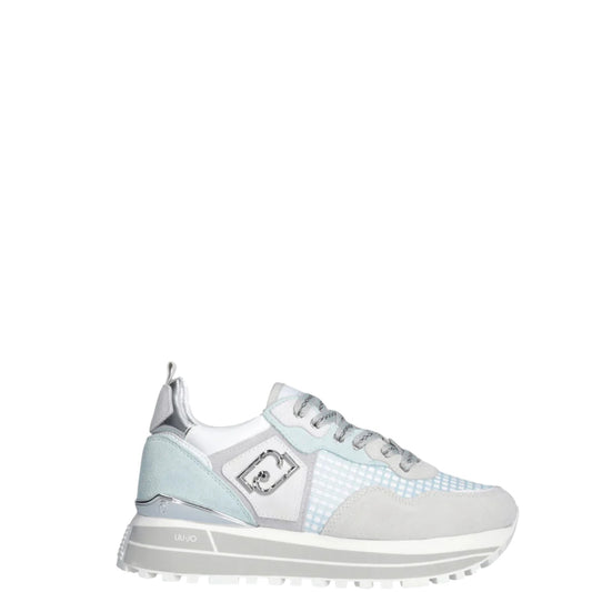 Sneakers donna "Liu Jo" BA5013 Collezione Primavera/Estate 2026 Quadratini - Acciaio e Azzurro