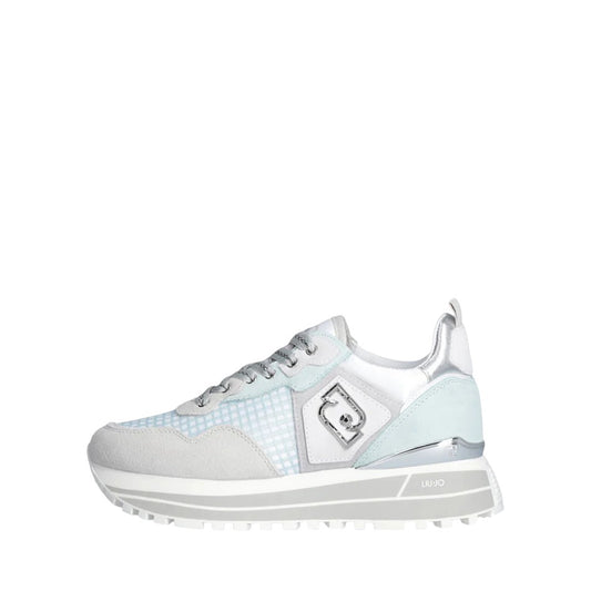 Sneakers donna "Liu Jo" BA5013 Collezione Primavera/Estate 2026 Quadratini - Acciaio e Azzurro