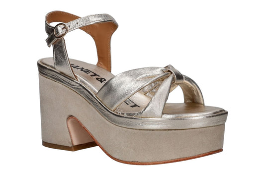 Sandali con zeppa donna "Janet&Janet" J-151 Collezione Primavera/Estate 2026 - Platino e Sabbia