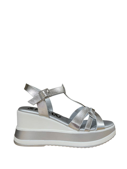 Sandali zeppa donna "Menbur" 25613 Collezione Primavera/Estate 2026 - Argento