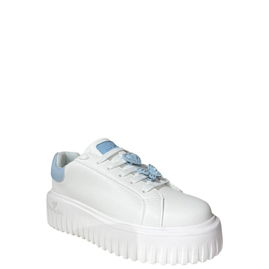 Sneakers donna "Braccialini" BA125 Collezione Primavera/Estate 2026 - Bianco e celeste