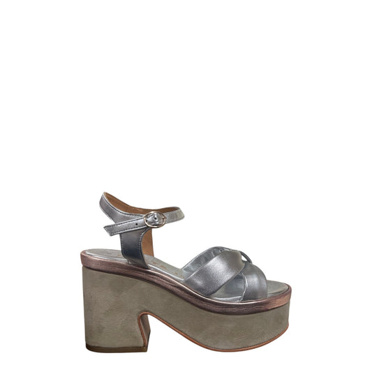 Sandali con zeppa donna "Janet&Janet" J-151 Collezione Primavera/Estate 2026 - Argento e sabbia