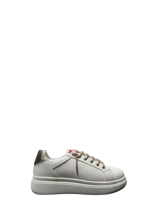 Sneakers donna "Braccialini" BA133 Collezione Primavera/Estate 2026 - Bianco e oro