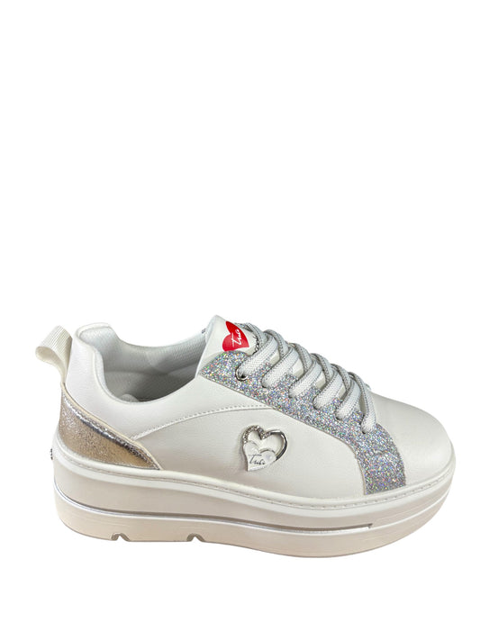 Sneakers donna “Braccialini” BA139 Collezione Autunno/Inverno 2025/2026 – Bianco e Argento