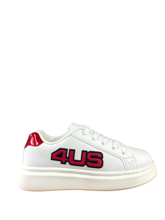 Sneakers donna “4US By Paciotti” MILU 02 Collezione Autunno/Inverno 2025/2026 –  Bianco e Rosso