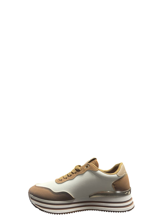 Sneakers donna "Alviero Martini" ALVSD0182-2025 Collezione Primavera/Estate 2026 - Bianco e cuoio
