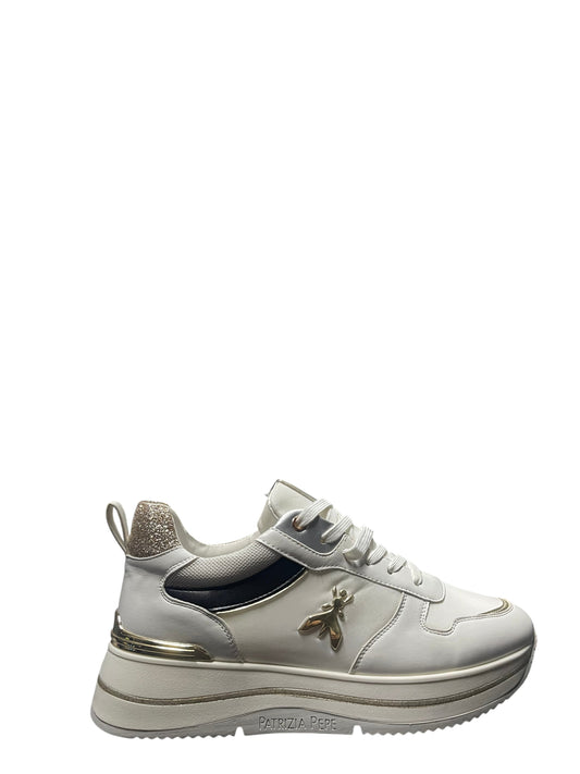 Sneakers donna "Patrizia Pepe" PPJ303 Collezione Primavera/Estate 2026 - Bianco oro e argento