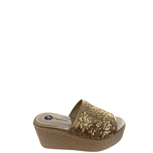 Ciabatte donna "Espadrillas" VALENCIA Collezione Primavera/Estate 2026 - Beige e Oro