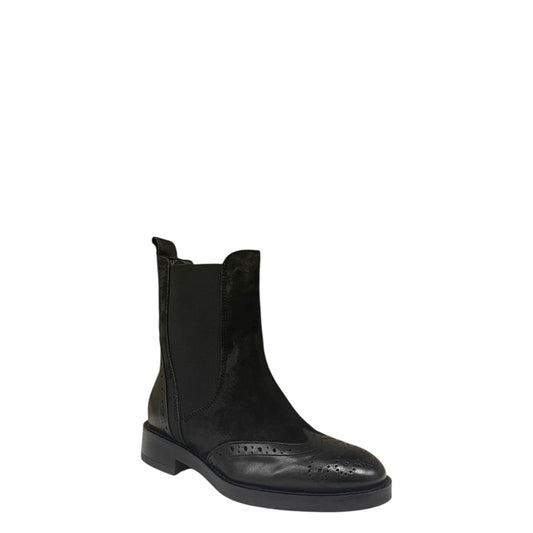 Stivaletti donna "Noa A." 1710 Collezione Autunno/Inverno brogue con elastici - Nero