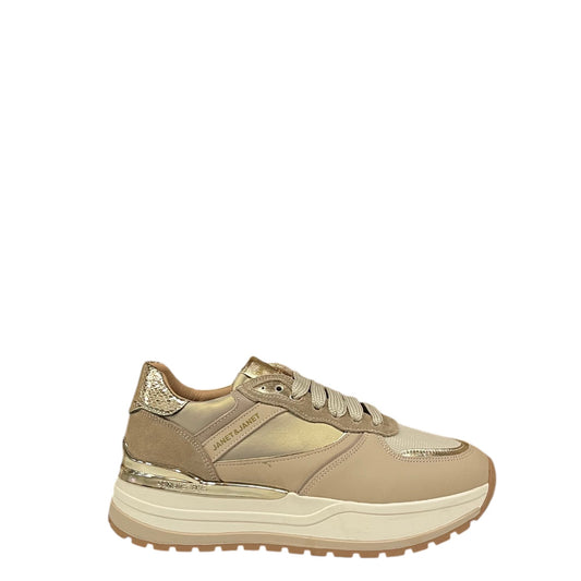 Sneakers donna "Janet&Janet" J-411 Collezione Autunno/Inverno - Beige oro e crema