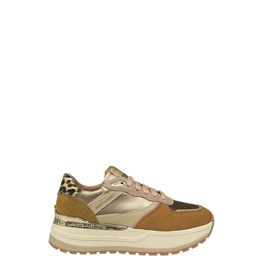 Sneakers donna "Janet&Janet" J-411 Collezione Autunno/Inverno - Cuoio oro e beige