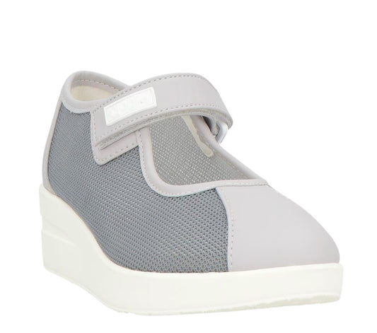 Ballerina con zeppa donna "Rucoline" 233 JACKIE LEATHER NETT Collezione Primavera/Estate 2026 - Grigio e bianco