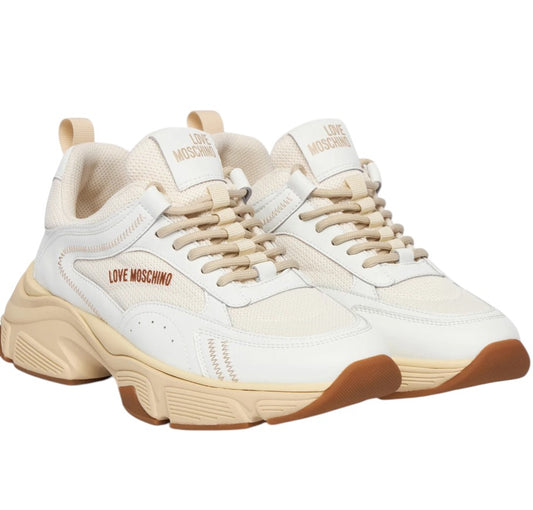 Sneakers donna "Love Moschino" JA15426G1OIQ411A Collezione Primavera/Estate - Avorio e Bianco