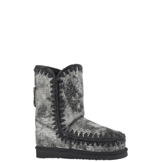 Stivaletti donna "Mou" MU.FW101046C Collezione Autunno/Inverno con stella - Nero e Argento laminato