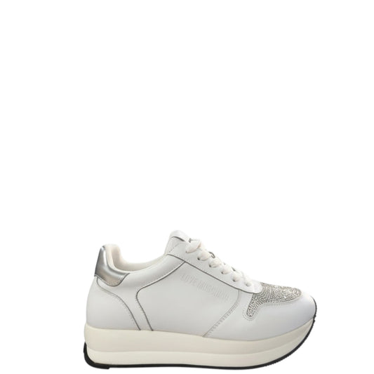 Sneakers donna "Love Moschino" JA15324G10IAF10A Collezione Primavera/Estate - Bianco e Argento