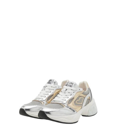 Sneakers donna "Love Moschino" JA15296G1MIQG90A Collezione Primavera/Estate 2026 - Argento e Platino multi