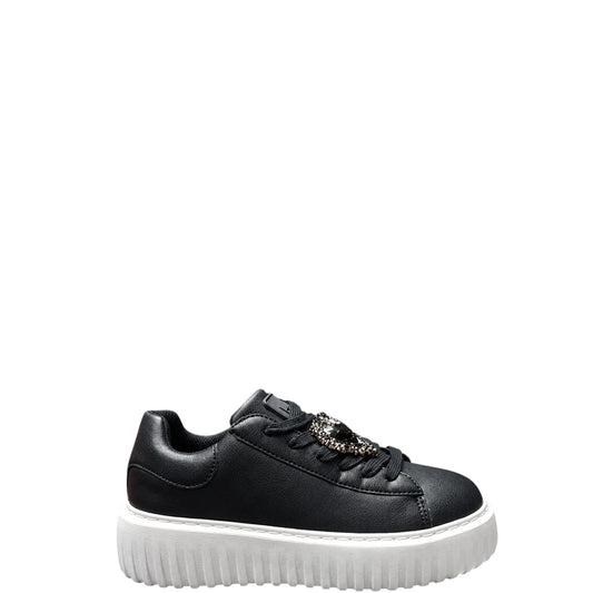 Sneakers donna "Braccialini" B114 Collezione Autunno/Inverno con cuor argento - Nero e Bianco