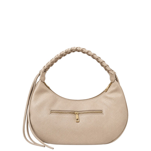 Borsa a spalla donna "Pulicati" CE 1212 Collezione Autunno/Inverno manico intrecciato - Mokaccino