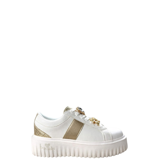 Sneakers donna "Braccialini" BA126 Collezione Primavera/Estate 2026 - Bianco e Oro