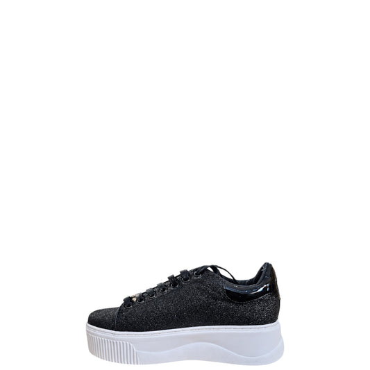 Sneakers donna "Cult" CLW337000 Collezione Autunno/Inverno con Glitter - Nero e Bianco