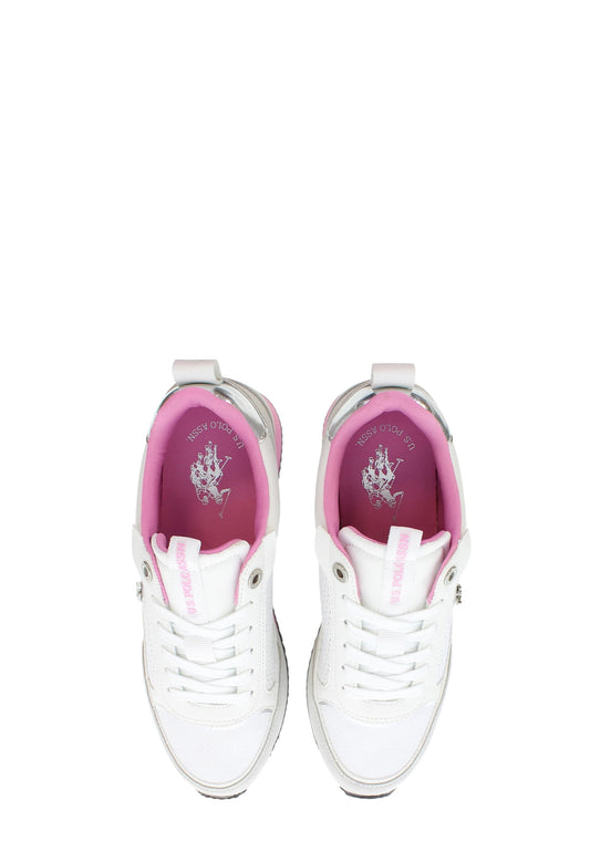 Sneakers donna "U.s. Polo Assn" FRISBY002-WHI-PIN04 Collezione Primavera/Estate 2026 - Bianco e rosa Bianco