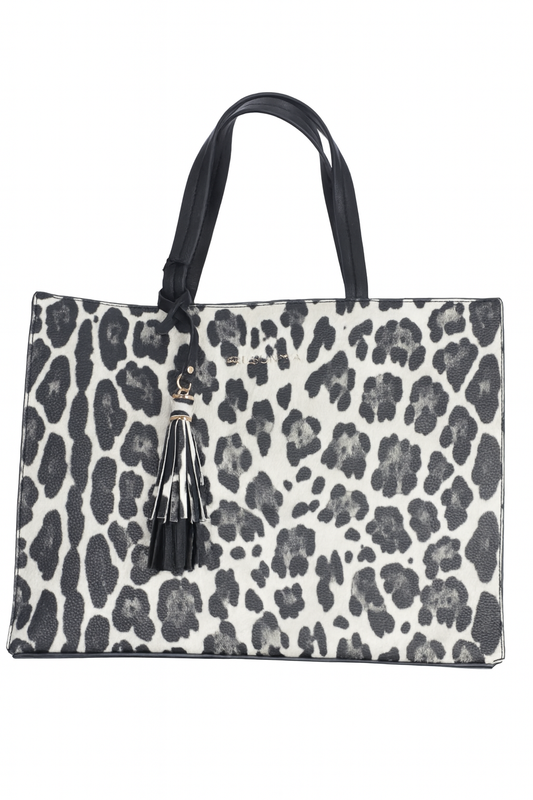 Borsa a mano donna "Pregunta" ABEG030 001 Collezione Autunno/Inverno 2025/2026 - Nero e Bianco Maculato
