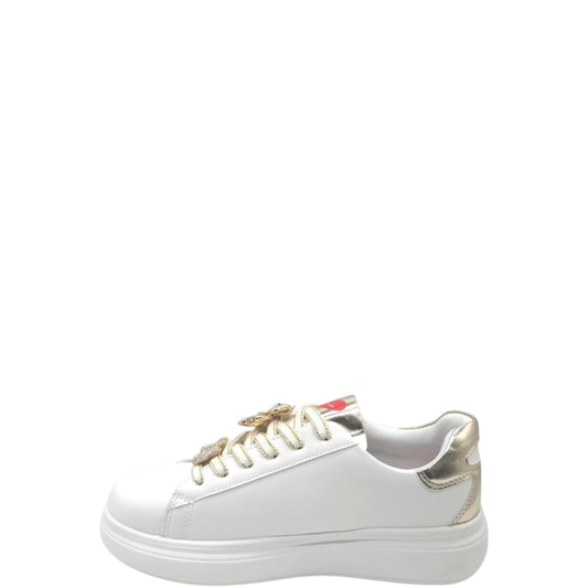 Sneakers donna "Braccialini" BA136 Collezione Primavera/Estate 2026 - Bianco e Oro