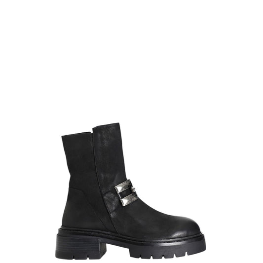 Stivaletti donna "CafèNoir" C1FB7003 Collezione Autunno/Invern Nabuk con catena - Nero