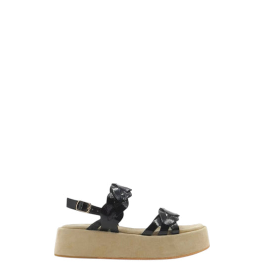 Sandali donna "Janet&Janet" J-121 Collezione Primavera/Estate 2026 suede e pelle - Nero e sabbia