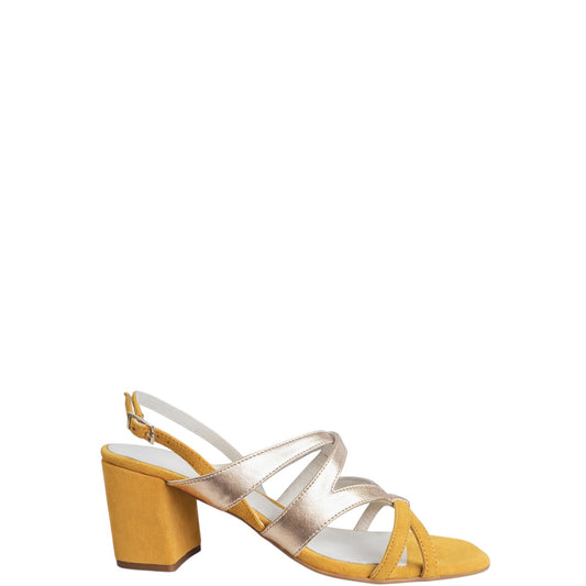 Sandali donna "Carmens" A53224 Collezione Primavera/Estate 2026 - Senape e Platino