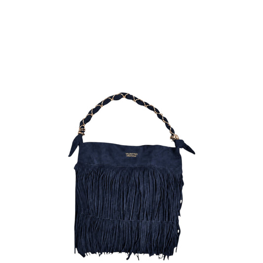 Borsa donna a mano e tracolla "Valentino Creations" VC2048 Collezione Autunno/Inverno con frange - Blu