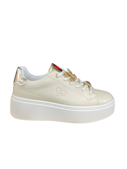Sneakers donna “Braccialini” BA136 Collezione Autunno/Inverno 2025/2026 – Avorio e Oro