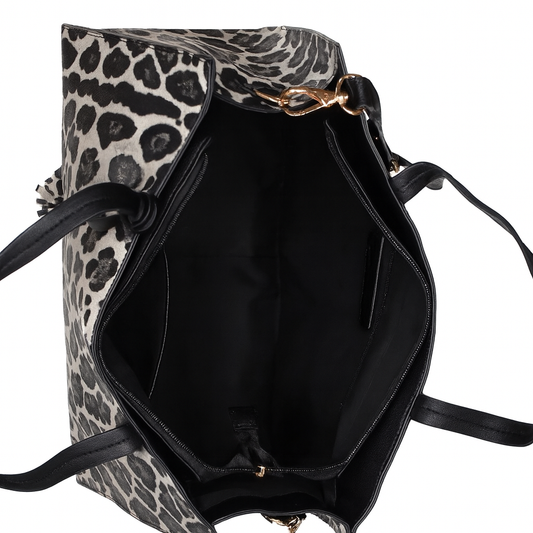 Borsa a mano donna "Pregunta" ABEG030 001 Collezione Autunno/Inverno 2025/2026 - Nero e Bianco Maculato