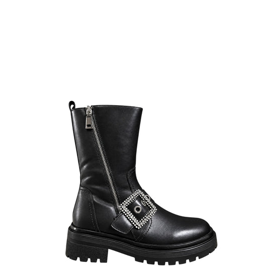 Stivaletti donna "Apepazza" F3COMBAT49/LEA Collezione Autunno/Inverno con fibbia gioiello - Nero