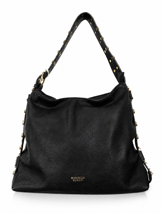 Borsa donna a spalla "Mariella Burani" STUDS# Collezione Autunno/Inverno con tracolla - Nero