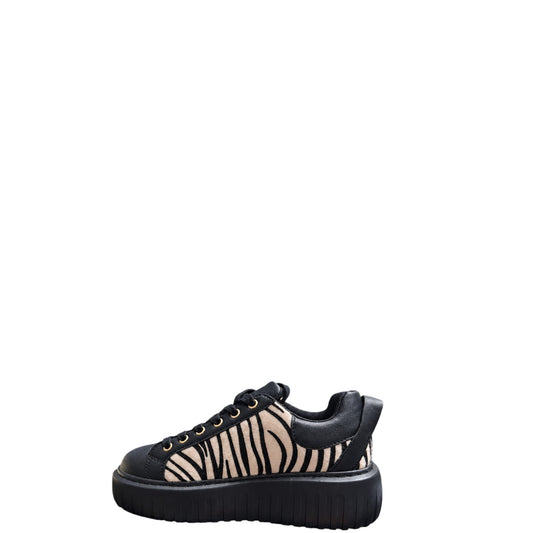 Sneakers donna "Braccialini" B116 Collezione Autunno/Inverno - Nero e Zebrato