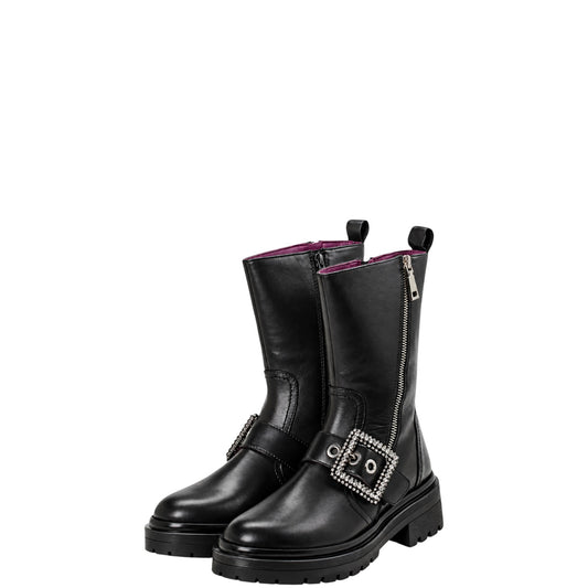 Stivaletti donna "Apepazza" F3COMBAT49/LEA Collezione Autunno/Inverno con fibbia gioiello - Nero