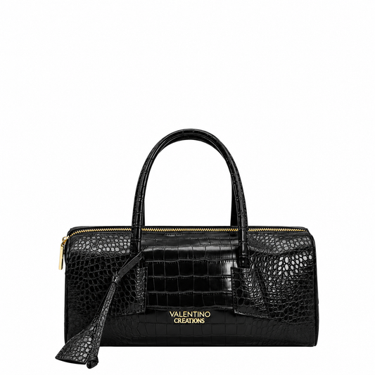 Borsa a mano donna "Valentino Creations" VA-7102 Collezione Autunno/Inverno stampa cocco con tracolla - Nero