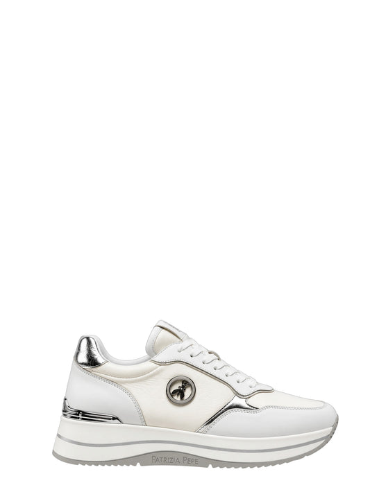 Sneakers donna "Patrizia Pepe" PPJ268 Collezione Autunno/Inverno- Bianco e argento