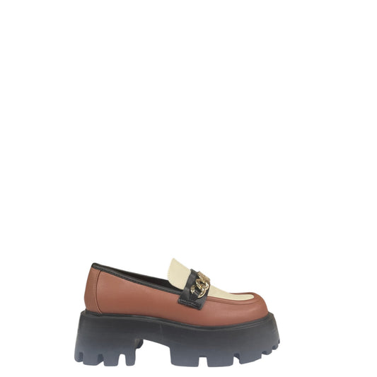 Mocassini donna "Steve Madden" MOTORIDE Collezione Autunno/Inverno - Cuoio nero e beige