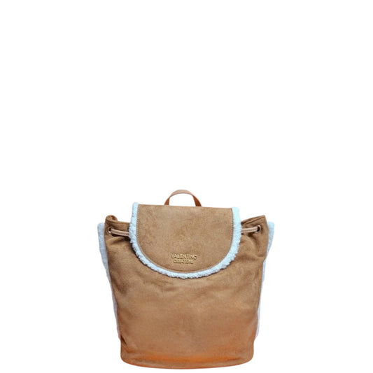 Zaino donna "Valentino Creations" VC620 Collezione Autunno/Inverno con pelliccia - Camel e Bianco