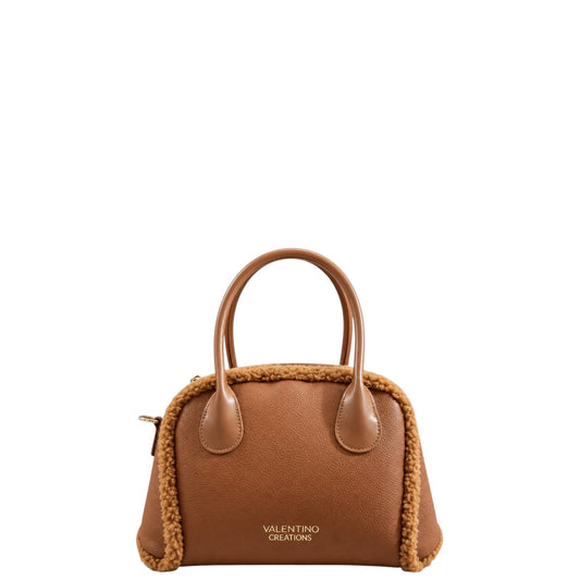 Borsa donna a mano e tracolla "Valentino Creations" VA-7083 Collezione Autunno/Inverno con pelliccia - Caramel