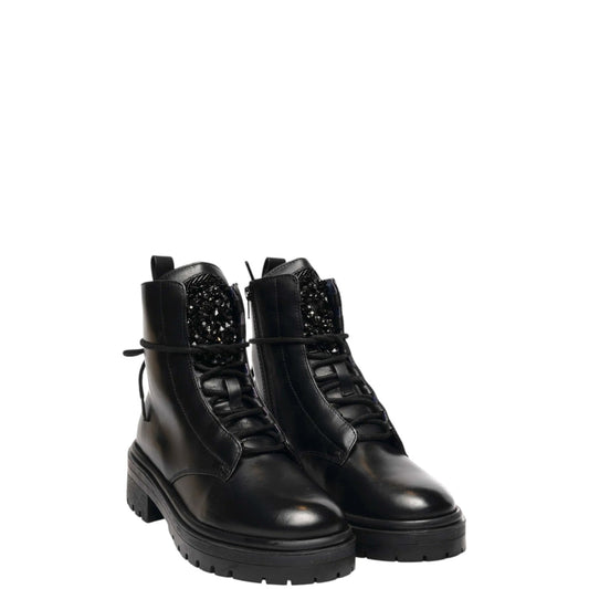 Anfibi donna "Apepazza" F4COMBAT59/LEA Collezione Autunno/Inverno con linguetta decorata - Nero
