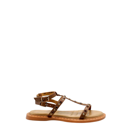 Sandali donna "Janet&Janet" J-142 Collezione Primavera/Estate 2026 con microborchie e strass - Cuoio