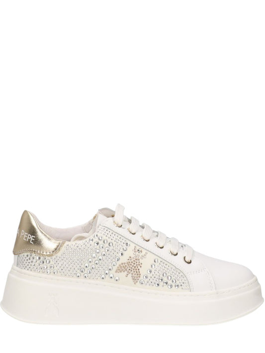 Sneakers donna "Patrizia Pepe" PPJ304 Collezione Primavera/Estate 2026 - Bianco e Platino