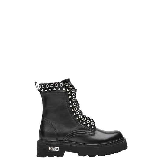 Anfibi donna "Cult" CLW459100 Collezione Autunno/Inverno con occhielli e microborchie - Nero
