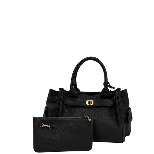 Borsa donna a mano "Mariella Burani" MB016# Collezione Autunno/Inverno con tracolla e mini pochette - Nero