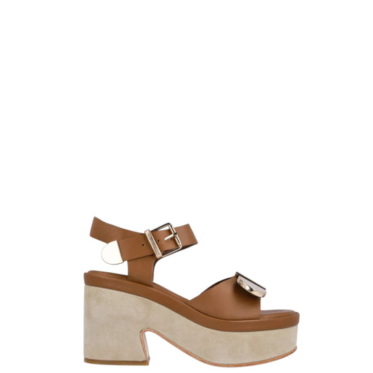 Sandali con zeppa donna "Janet&Janet" J-153 Collezione Primavera/Estate 2026 - Cuoio e Sabbia