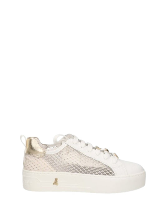 Sneakers donna "Patrizia Pepe" PPJ308 Collezione Primavera/Estate 2026 - Bianco e oro
