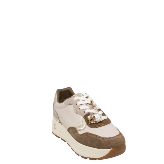 Sneakers donna "Patrizia Pepe" PPJ919 Collezione Autunno/Inverno - Fango Tortora e Bianco